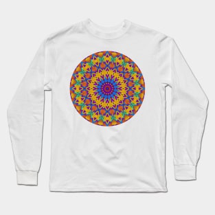 Colorful, Geometric Pattern with Slight 3-D Effect Long Sleeve T-Shirt